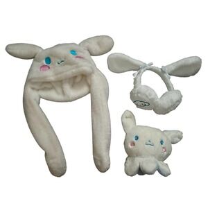 Cinnamoroll 3D Plush Earmuffs Anime Ear Moving Jumping Hat Fluffy Beanie‎ Cap